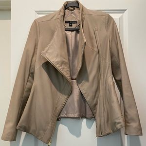 Via Spiga Women’s Drape Front Leather Jacket